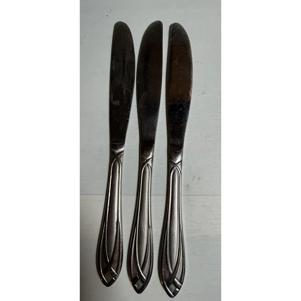 Hampton Silversmith Lace Frosted stainless flatware Set of 3 knives